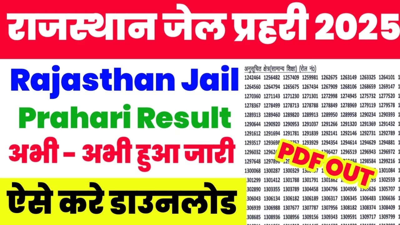 Rajasthan Jail Parhari Result Date 2025